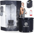 Portable Sauna and Cold Plunge Combo - Spacious at Home Sauna Box with Ice Tub, Portable Steam Sauna Tent with 3L Steamer, Fast Heating with 9 Levels, Chair, Remote, 5.9' x 2.9' x 2.9'