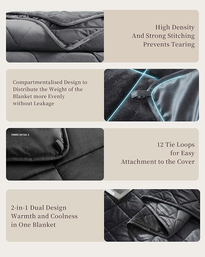 L'AGRATY King Size Weighted Blanket for Adults 25lbs, 88"x104" — Cooling Breathable Heavy Blanket with Glass Beads for Sleeping Perfect Hot Sleepers & Couples Machine Washable All-Season Navy Blue