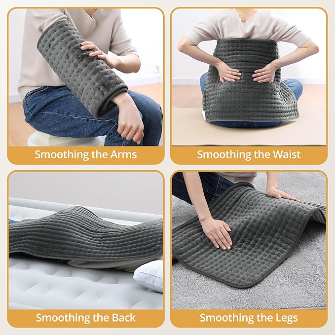 Heating Pad for Back Pain Relief, 17" X 33" XXX-Large Heating Pads for Cramps,Electric Heating Pad XL with 6 Fast Heating Settings,Moist Dry Heat Options,Auto-Off,Machine Washable, Light Gray