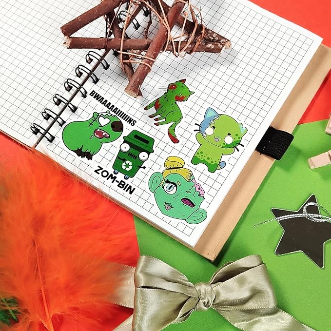 BulbaCraft 100Pcs Zombie Stickers & Adults — Zombie Decals for Boys and Girls, Spooky Halloween Decals Waterproof, Gifts for Women & Men