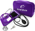 Dixie EMS Aneroid Sphygmomanometer and Dual Head Stethoscope Set with Adult Size Blood Pressure Cuff, Calibration Key and Carrying Case – Purple