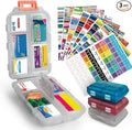3 Pcs DIY Travel Pill Organizer with Labels Pocket Pharmacy, 3 Pill Box & 420 Medicine Labels, Portable Travel Essentials Mini Pill Container 7 Day Pill Case Storage Vitamin Fish Oil (Set B)