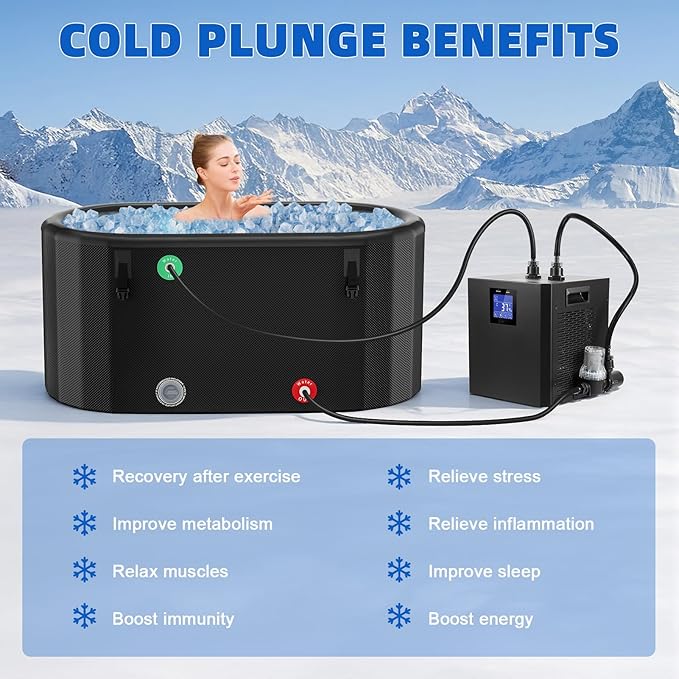 Cold Plunge Chiller, Ice Bath Water Chiller Machine with Pump and Filter, 87 Gallon Capacity, Efficient Cooling System for Athletic Recovery, Easy Setup for Home Gym (Black)
