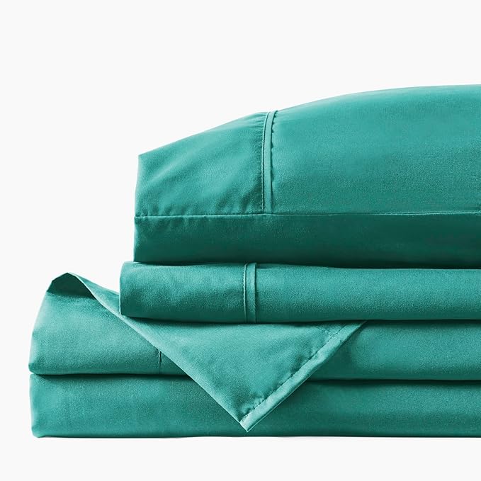 PeachSkinSheets Cooling Bed Sheets for Hot Sleepers - Ultra-Soft Breathable Luxury Microfiber Sheet Set, Moisture-Wicking, Deep Pocket, Oeko-TEX® (XL Twin Size, The Real Teal)