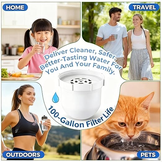 2026 Second Generation Water Pitcher Replacement Filter Compatible with Clearly Filtered Water Filter Pitcher, Delicate Texture 100-Gallon Long-Life Filter Removes Fluoride Chlorine Lead and Odors(2)