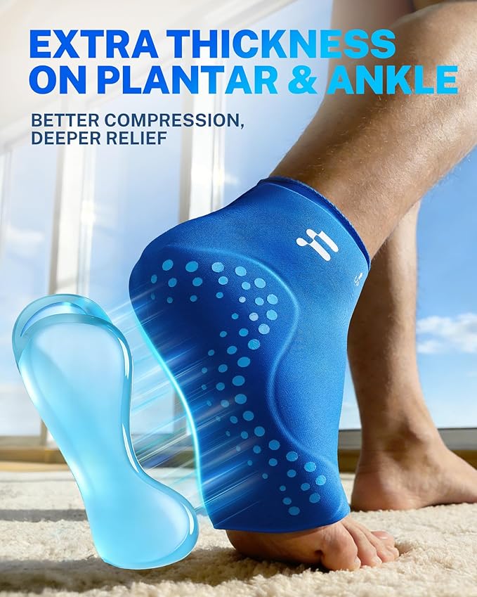 Extended Ankle Ice Pack Wrap for Sprained Ankle & Swelling Relief, Cold Compression Therapy with 30% Longer Lasting Gel, Slip-On Reusable for Plantar Fasciitis, Achilles Tendonitis, Heel Pain, L