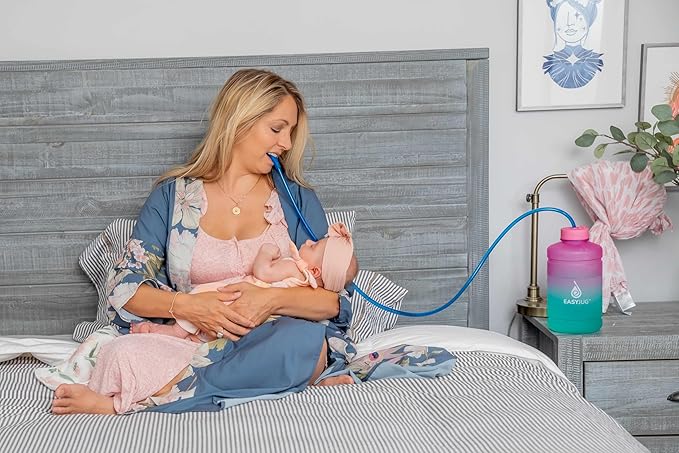 Hands-Free Water Bottle with 47" Long Straw - 2.2L BPA-Free Water Jug for Pregnant, Breastfeeding & Postpartum.