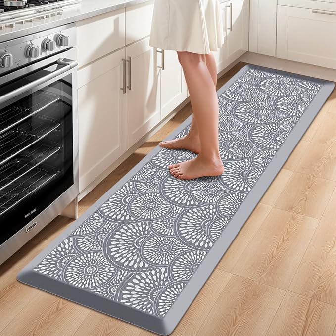 Mattitude 4/5 Inch Kitchen Mat, 24x70in Heavy Duty Ergonomic Comfort Foam Standing Desk Mat, Waterproof Non-Slip Standing Mats and Rugs for Kitchen, Office, Grey