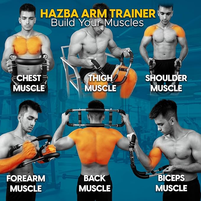 Twister Arm Trainer, Adjustable 3 Resistance Levels (20-60 lbs) Chest Workout Equipment, Portable Chest Trainer for Men & Women, Anti-Slip Handles Arm Workout Equipment, Gorilla Bar