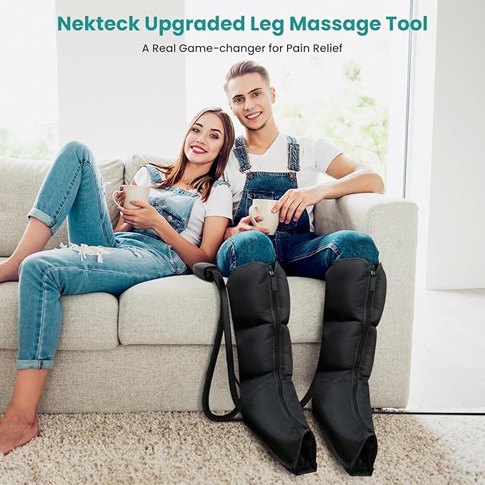 Nekteck Leg Massager for Circulation and Pain Relief, Air Compression Boots Helpful for Leg Swelling, Edema RLS with 6 Modes & 6 Intensities, Relaxation Gifts for Mom Men Women Dad Birthday