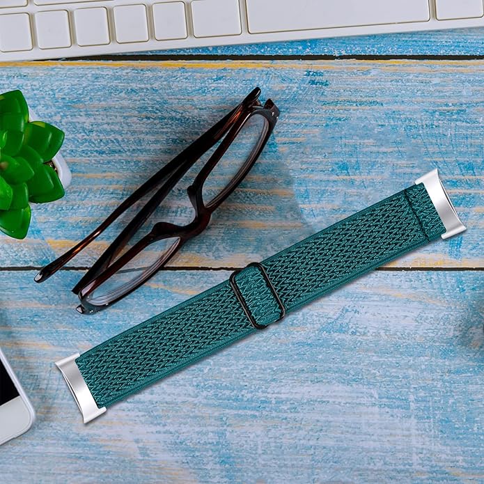 Lijinlan Nylon Band Compatible with Fitbit Charge 5 Advanced Fitness & Health Tracker, Elastic Woven Strap Stretchable Wristband Watch Bands Replacement for Charge 5 for Women Men