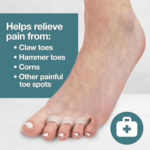 ZenToes Hammer Toe Corrector for Women & Men | Triple Loop Gel Toe Spacers & Separators | Realign Bent, Crooked, Curled, Claw, Hammertoes | Firm Support for Straightening | 4 Pack, Clear