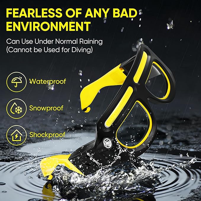LED Headlight Glasses Rechargeable Headlight Glasses with Motion Sensor & Touch Control, Adjustable Safety Eyewear