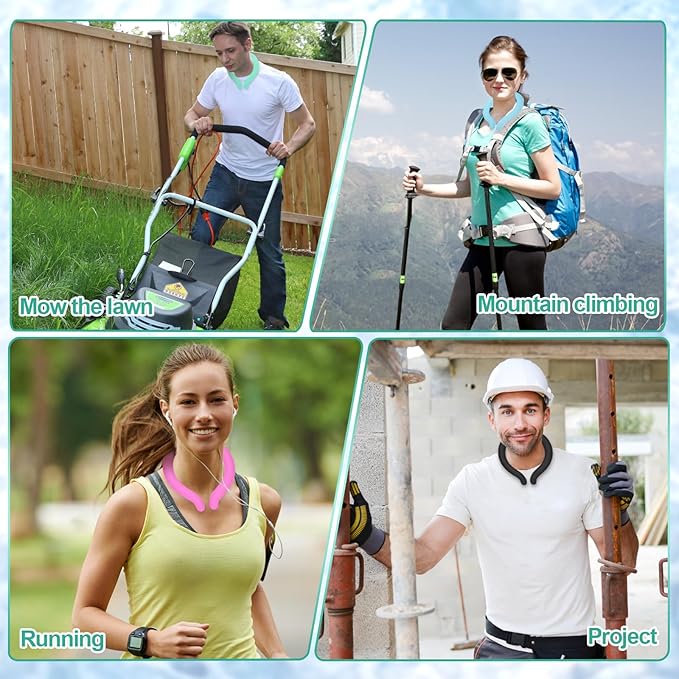 Cooling Neck Wrap with Insulated Bag, Reusable Ice Neck Ring & Body Cooler for Summer Heat, Wearable Cooling Tube Maintains 18°C/64°F for Outdoor, Sports, Travel (Green)