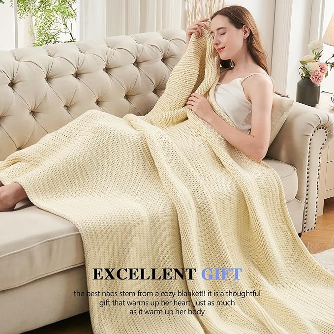 L'AGRATY Knitted Weighted Blanket - 48"x72" 20lbs Cooling Chunky Knit Heavy Blanket for Adults Braided Crochet Throw Thick Cable Yarn Knit Decorative No Beads Evenly Weighted Machine Washable