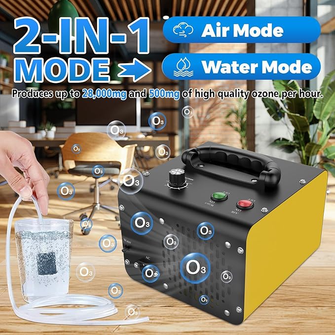 JOBYNA Ozone Generator Water Air, 28,000mg/h Air Mode & 500mg/h Water Mode Ozone Air purifier, High Capacity Home & Industrial & Commercial Ozone Machine for Car, House, Room, Smoke, and Pets