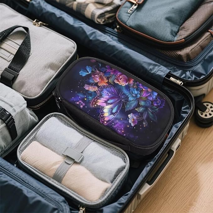 Butterfly Flowers Insulin Cooler Travel Case Insulated Diabetic Bag with Top Handle Medication Cooler Bag for Insulin Pens and Blood Glucose Monitor Supplies Easy to Use