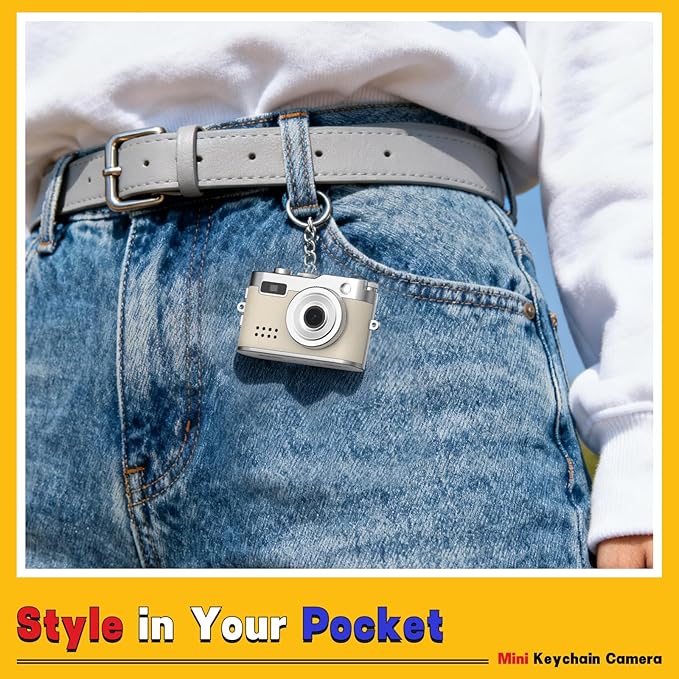 Mini Keychain Camera, 1080P & 2MP Retro Aesthetic, 32GB Memory, Pocket-Sized Vintage Camera, Bag Charm, Birthday Gift