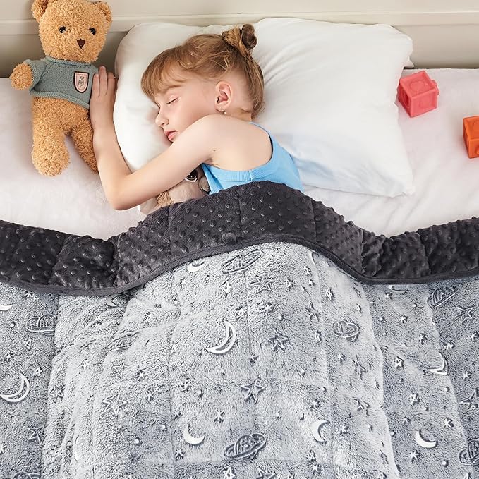 yescool Weighted Blanket 5 Pounds Weighted Lap Blanket, Glow in The Dark Star Heavy Blankets, Warm Minky Weighted Throw Blanket Gifts for 40-60lbs, 36"x48"