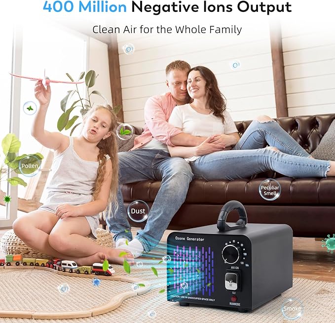 Ozone Machine Generator 68,000 Mg/H Negative Ion High Capacity Ozone Odor Eliminator Ionizer Air Purifier Deodorizer for Home, Basement, Smoke and Pet Room