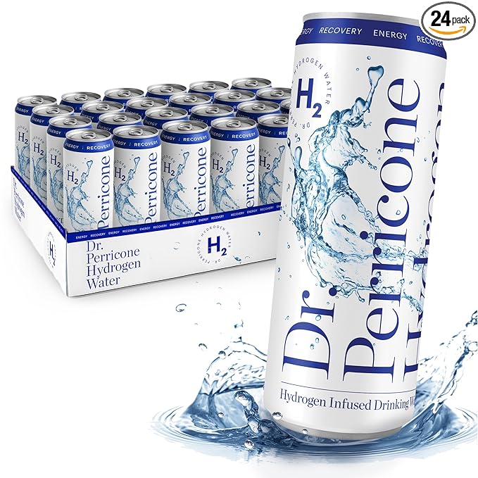 Dr. Perricone Hydrogen Water 24-Pack (12oz) – Molecular Hydrogen Water 1.0–1.5ppm | Natural Antioxidant Hydration, Portable Life Hydrogen Water Bottle Alternative, Energy, Recovery & Skin Health | Hydrogenated ionizer