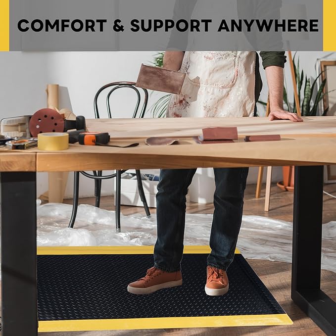 Nisorpa Anti Fatigue Mats Industrial 2' x 5' Ergonomic Standing Mat 15/16" Extra Thick Cushioned Shop Floor Mats Kitchen Mats Heavy Duty Commercial Diamond Plate Support for Leg & Back Pain