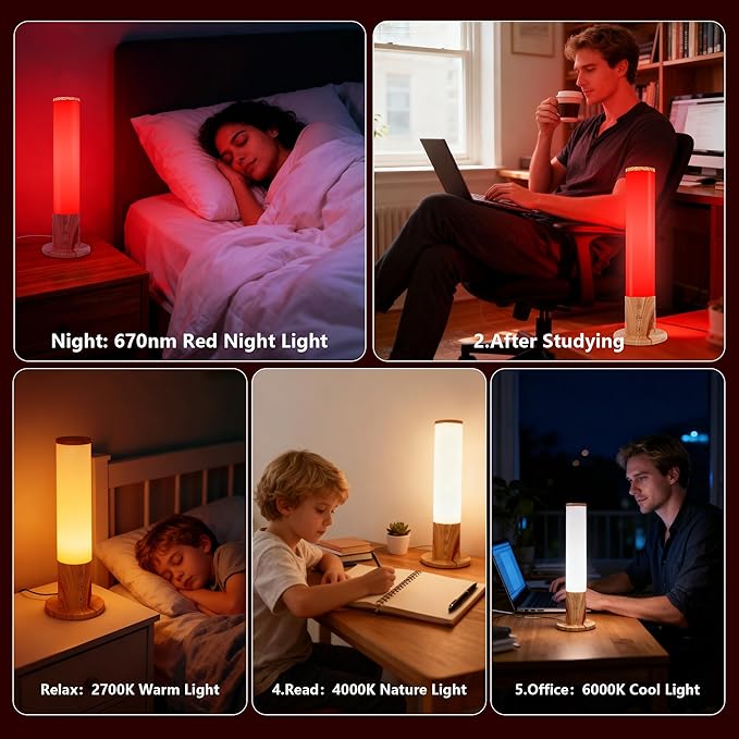 670nm Red Light Therapy & 10,000 Lux Sun Lamp – Dual Mode Happy Light & Sunlight Lamp for Sleep, Relaxation,with Remote Control, Adjustable Timer, Memory Function, and 4 Color Temperatures Sun Lamp