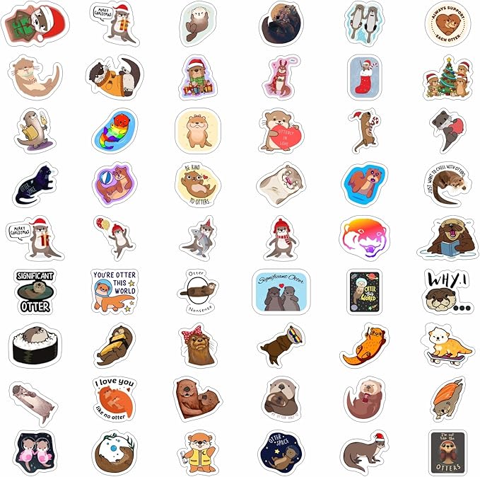 BulbaCraft 100Pcs Sea and River Otter Stickers for Laptop and Water Bottle - Otter Gifts, Cute Stuff, Gifts for Women & Men