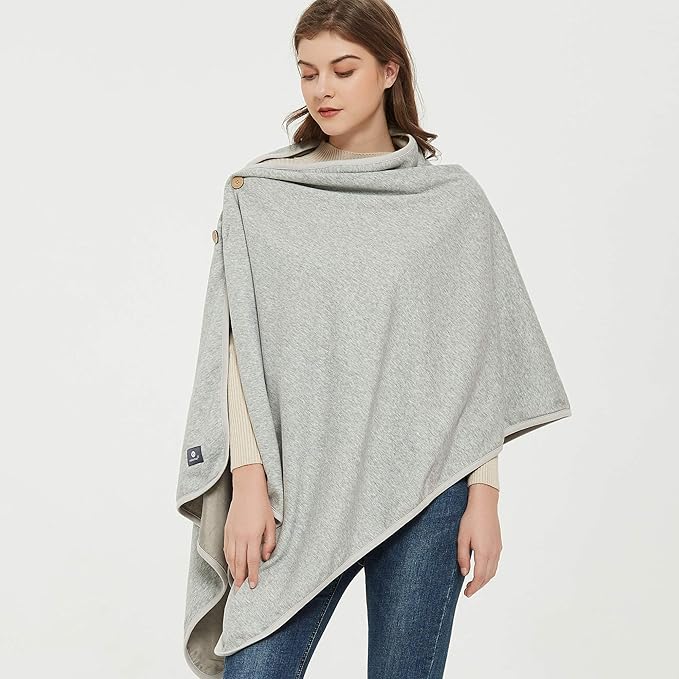Radia Smart EMF Poncho Blanket, 5G, Wearable Faraday Blanket, RF Shielding, WiFi Blocker, EMF Clothing 28" x 72", Black/Grey