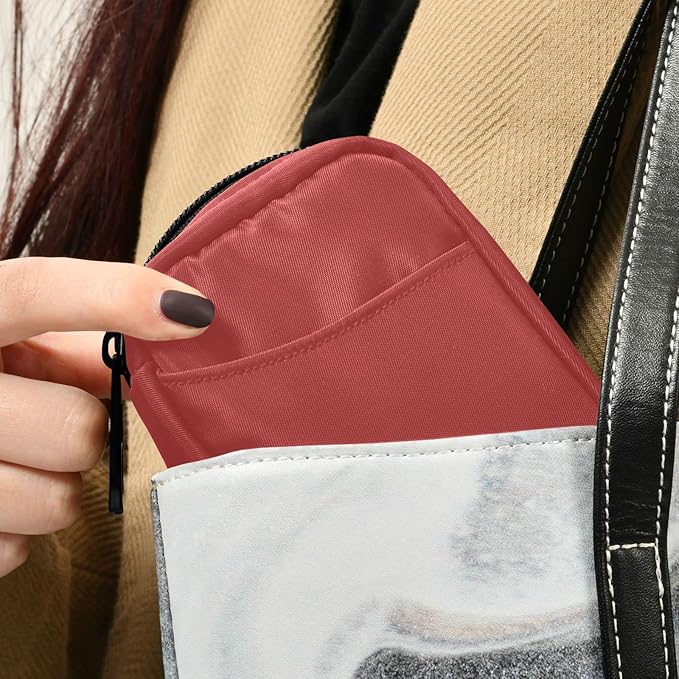Pill Box 7 Day Pill Case Travel Pill Organizer Bag with Zipper Portable Weekly Case Compact Size for Vitamin Supplement Holder, Solid Color Red