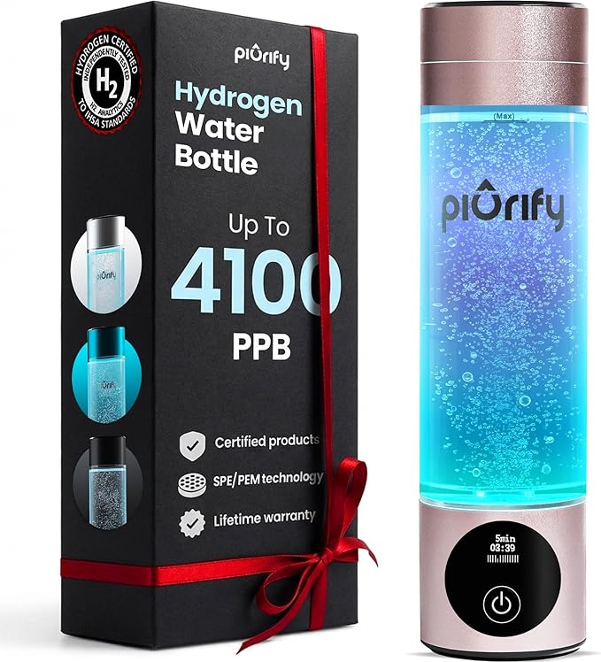 Hydrogen Water Bottle Generator - Up to 4100+ PPB Molecular Hydrogen Infusion - SPE/PEM Technology - Certified H2 Generator - Rechargeable - Extended Warranty - 10 oz (Pink)