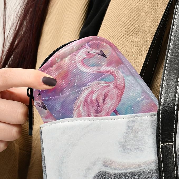 Fustylead Pink Flamingo Standing on in Water Unicorn World Pill Organizer and Storage Weekly with Zipper, Removable Pill Box Portable Medicine Organizer for Vitamin Fish Oil Supplement