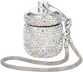 Keychain Pill Box Diamond Small Pill Organizer Medication Lock Box Cute Medicine Case for Purse Jewelry Ring Holder with Keychain Medicine Storage for Vitamin Supplement (AB)