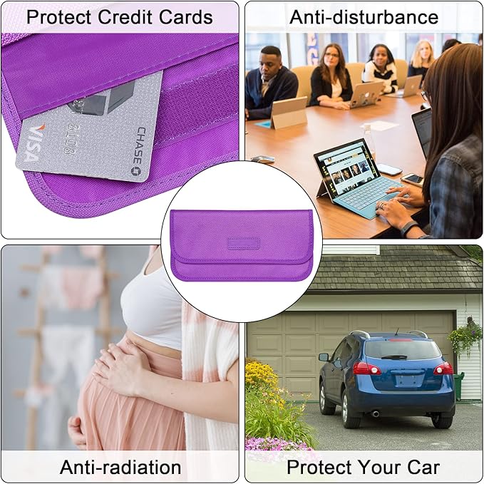 Wisdompro Faraday Bag, RFID Signal Blocking Bag Shielding Pouch Wallet Case for Cell Phone Privacy Protection and Car Key FOB