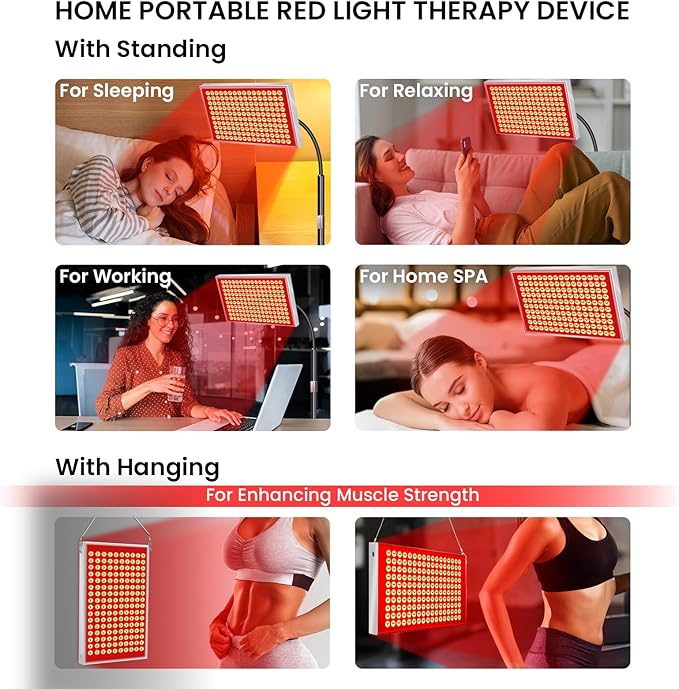 SAVILER® Red Light Therapy for Face & Body, 160 Dual-Wavelength LEDs Red Light Lamp Panel with Stand, 660nm 850nm Near Infrared Redlight Therapy Device for Home Skin Muscle