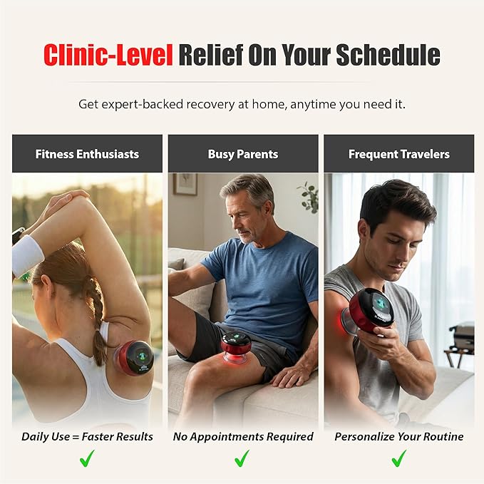 Cupping Therapy Set w/Electric Cupping Machine, 6" Massage Wheel, Peanut Massage Ball – Deep Tissue Massage Tools for Back Pain Relief, Red Light Function, Muscle Recovery