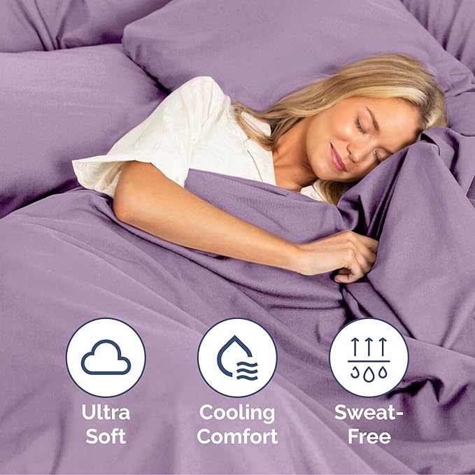 Queen Size 4 Piece Sheet Set - Extra Soft, Breathable & Cooling Sheets - Hotel Luxury Durable Bed Sheets for Women & Men - Deep Pockets, Easy-Fit & Wrinkle-Free Sheets - Lilac Oeko-Tex Bed Sheet Set