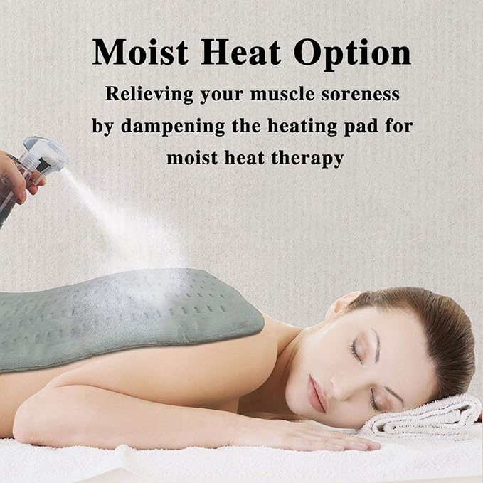 ZXU Heating Pad for Back Pain and Cramps Relief, 12” x 24” Ultra Soft Hot Heated Pad with Moist Heat and Auto Shut-Off for Neck, Shoulder, Machine Washable