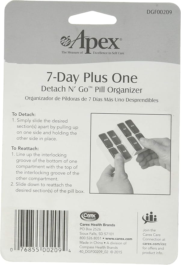 DSS 7-Day Plus 1 Detach N' Go™ Pill Organizer Each One
