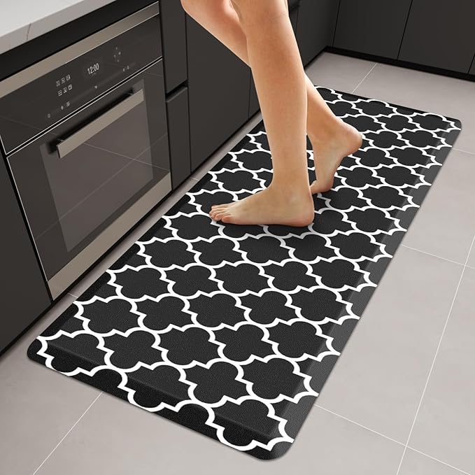 WISELIFE Anti Fatigue Floor Mat - 4/5 Inch Thick Kitchen Mat Non Slip Waterproof Heavy Duty Ergonomic Comfort Mat Durable for Home, Office, Sink, Laundry,(22" x 54", Black)