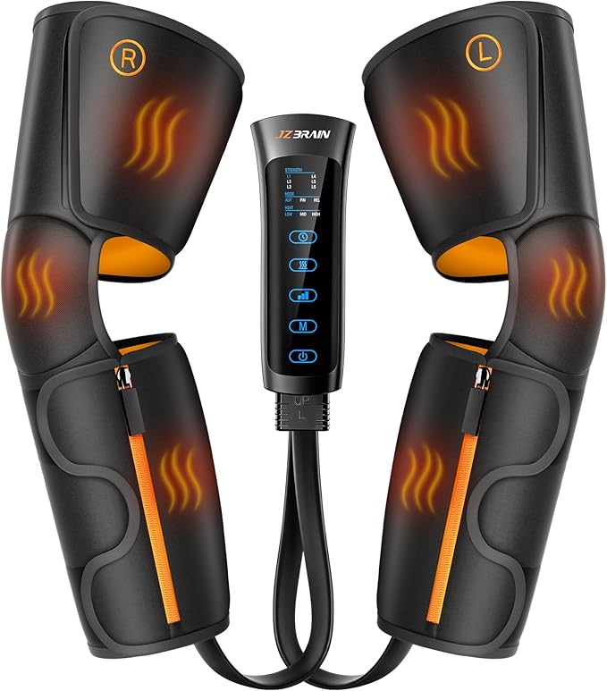Air Compression Leg Massager with Heat : Calf, Knees & Thigh Recovery Compression System for Pain Relief & Circulation - Sequential Massager with 3 Heat,3 Modes & 6 Intensities for Daily Use