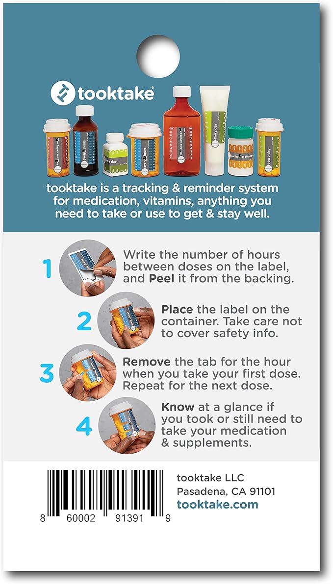TOOKTAKE Hourly Reminder Stickers - for Medication and Vitamins You take 3 or mire Times a Day in Any Form