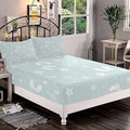 XISUNYA Decorative Bedding Sheet Set Full Size, Aqua Fitted Sheet & 2 Pillowcases Set(No Flat Sheet), Beach Theme Sea Shells Starfishes Flip Flops Glasses Summer Print Microfiber 3pc Bed Sheets Set