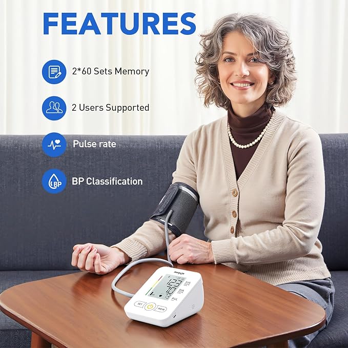 Arm Blood Pressure Monitor,maguja Blood Pressure Machine,BP Monitor Automatic Upper Arm Digital with Blood Pressure Cuff for Home Use (White)