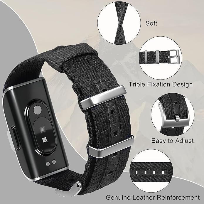 Nylon Leather Compatible with Hume Band Replacement,Adjustable Clasp Buckle & Loop Closure for Secure,Sport Lightweight Fabric Strap for Hume Health Band Fitness Tracker Women Men