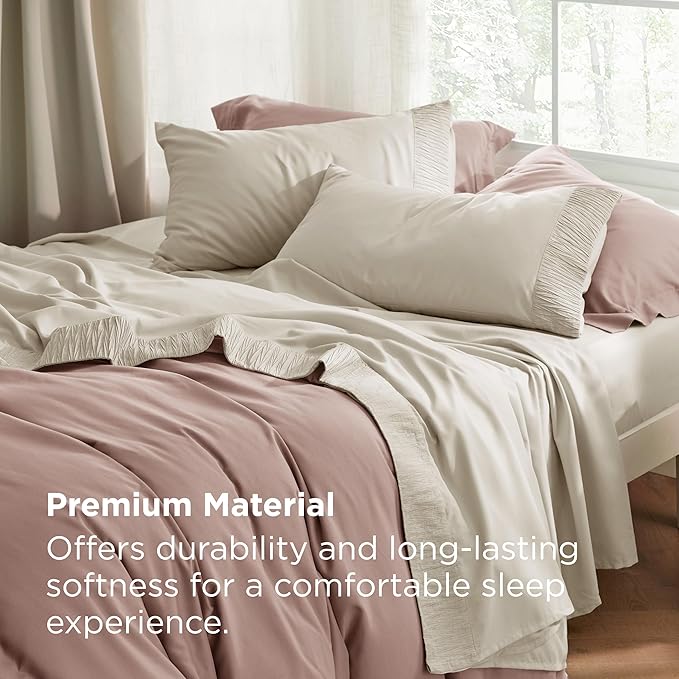 Bedsure California King Sheet Sets - 4 Pieces Soft Cal King Sheets - Breathable & Cooling - Hotel Luxury - Easy Care Polyester Microfiber Bedding for Women, Men, Linen