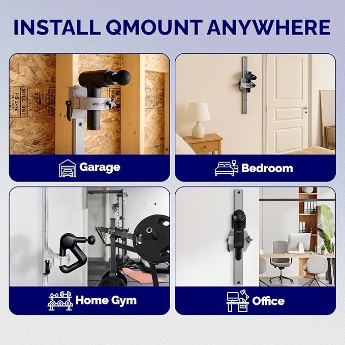 Massage Gun Holder & Wall Mount - Hands-Free for Full Body Muscle Recovery - Fully Adjustable Massage Gun Wall Mount - Heavy Duty Nylon Body, No Slip, Supports Deep Massaging