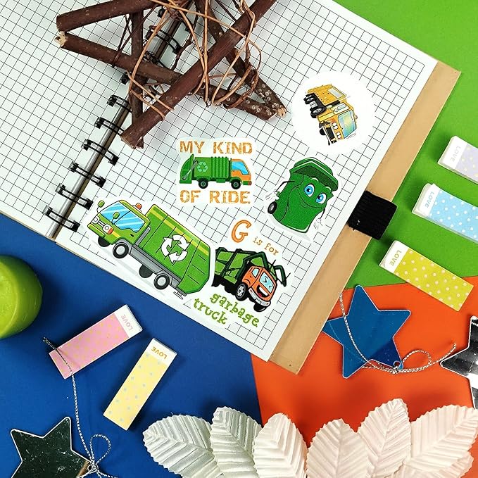 BulbaCraft Garbage Truck Stickers, Trash Truck Stickers, Garbage Party suppliess, Gifts for Women & Men