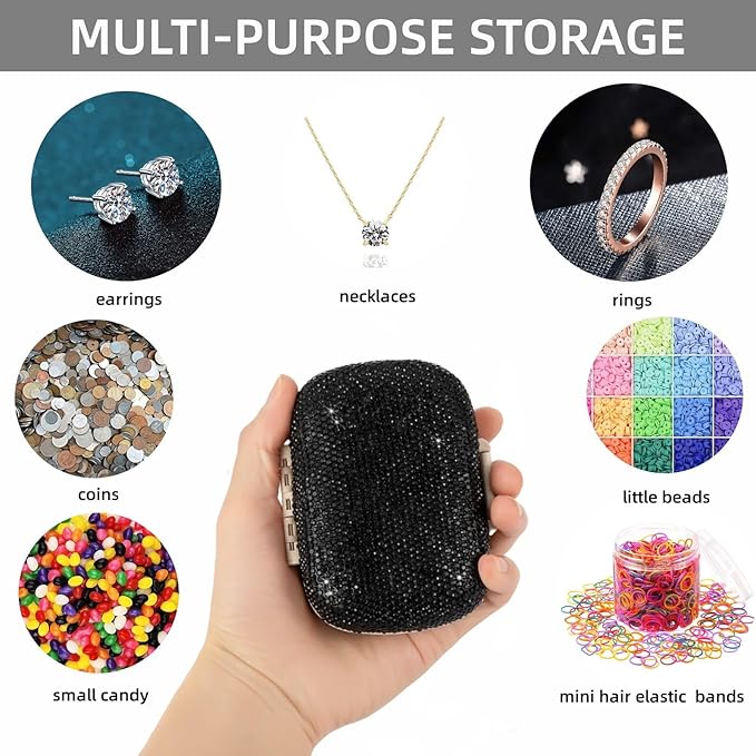 Medicine Pill Organizer Travel Pill Box for Purse Portable Pill Container Small Pill Holder Cute Pill Case Pocket Pharmacy with Labels(Black)