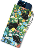EMF Shield Sleeve for Cell Phone Reduce Signal Anti-EMP Pouch Against Radiation, EMF, 5G, RFID Blocking 4x8 Inch Black Cat Floral Phone Sleeve Bags